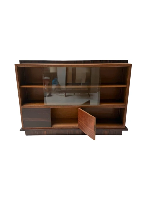 Art Deco Bookcase by Dutch Designer, Solid Oak & Macassar Ebony, 1930s